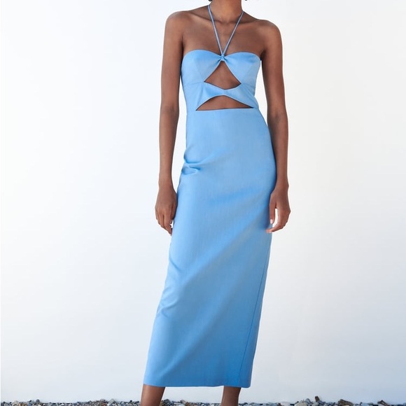 Zara Blue Cut Out Dress - Picture 16 of 17